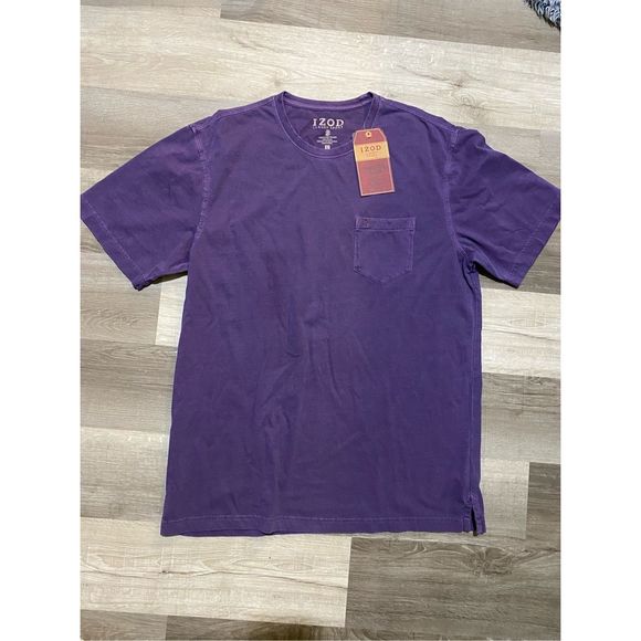 Izod NWT Luxury Sport Vintage Mineral Plum Purple Pocket T-Shirt, Size Large - Picture 1 of 7